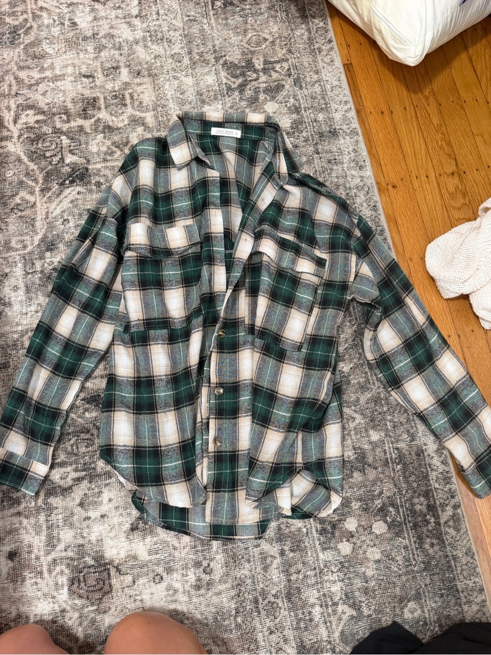 12th Tribe Green and White Plaid Button-Up Shirt - Picture 1 of 1